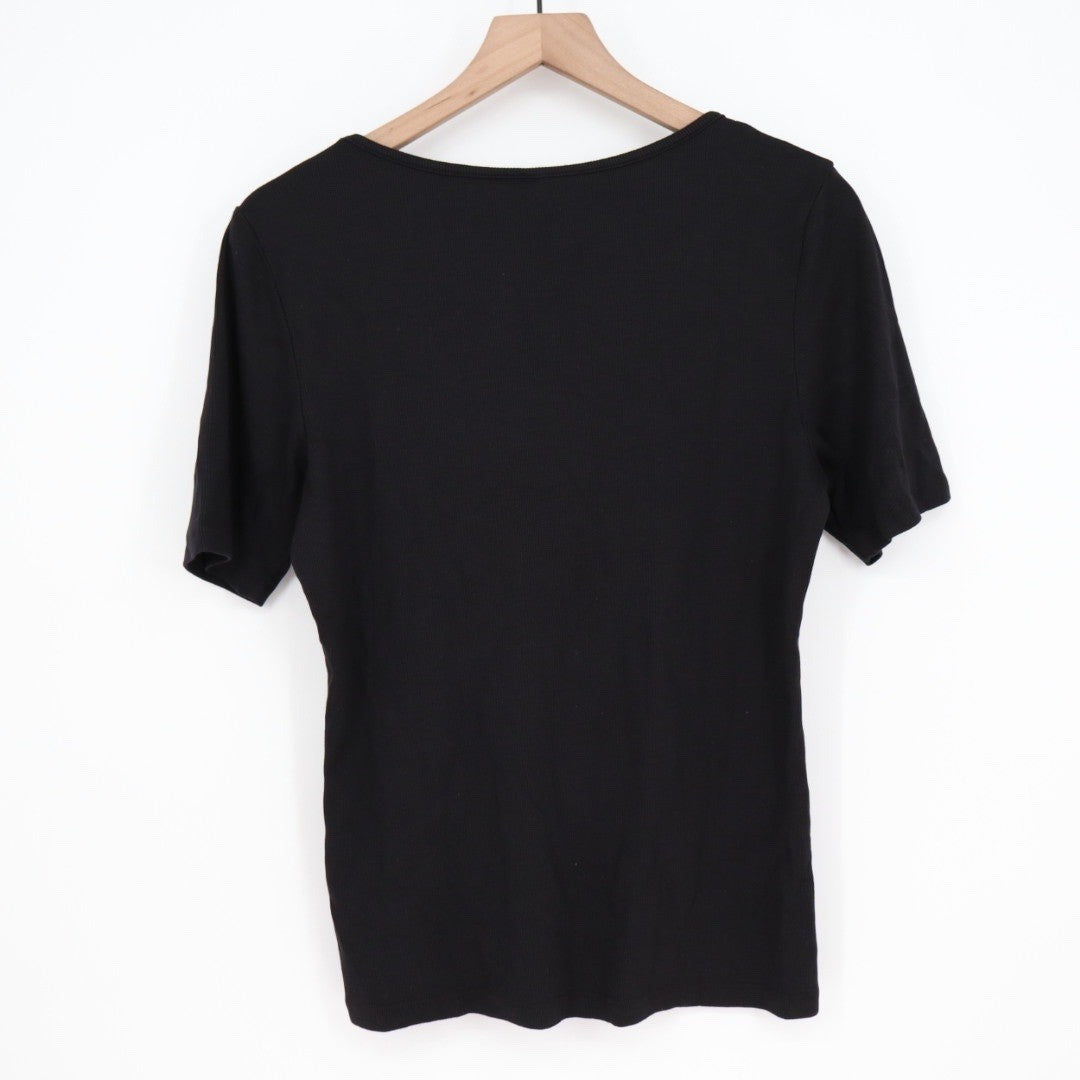 American Giant Black Square Neck Ribbed Knit T Shirt Top XL Made in USA