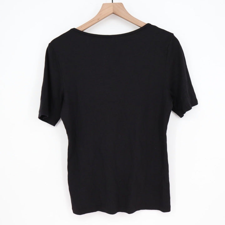 American Giant Black Square Neck Ribbed Knit T Shirt Top XL Made in USA