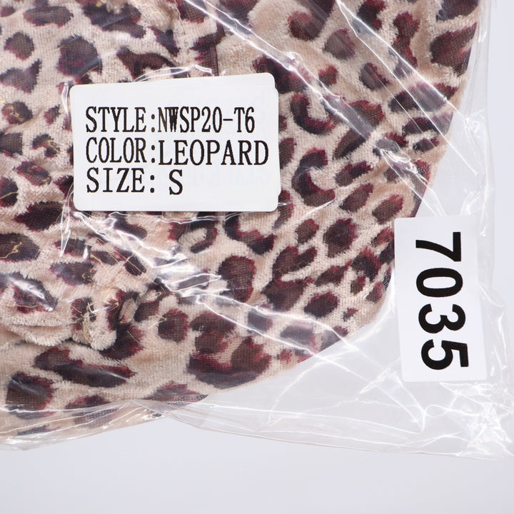 Naked Wardrobe Leopard Print Long Sleeve Crop Top Brown Small Womens