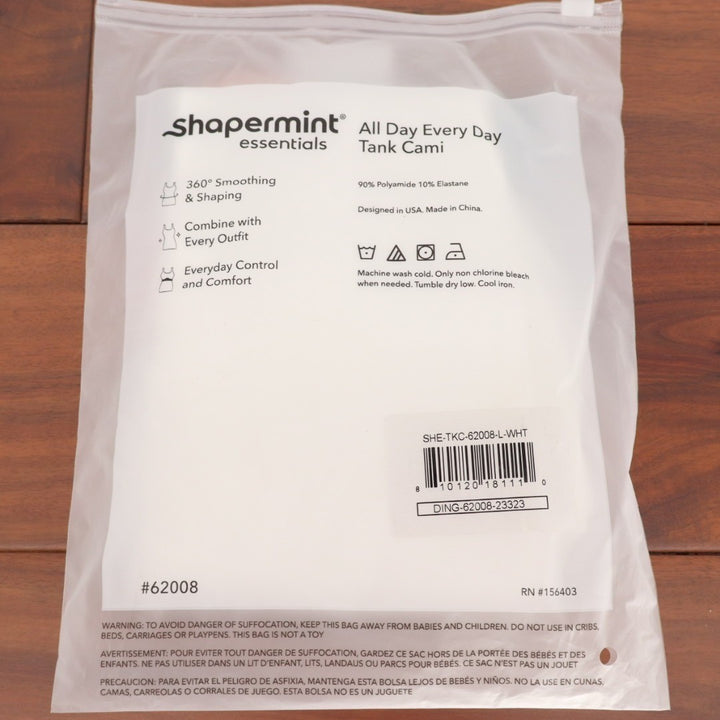 Shapermint Essentials All Day Every Day Tank Cami Womens Large White Shapewear