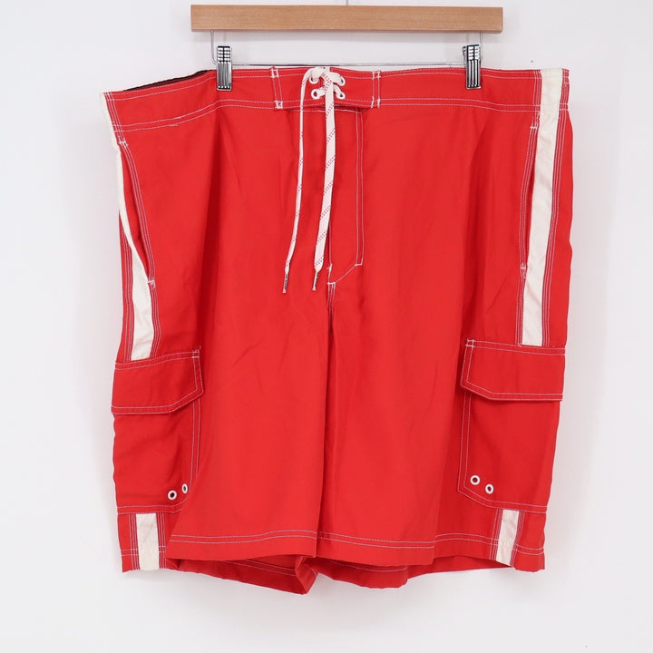 Joe Boxer Swim Trunks Mens XXL Red White Stripe Cargo Board Shorts Excellent