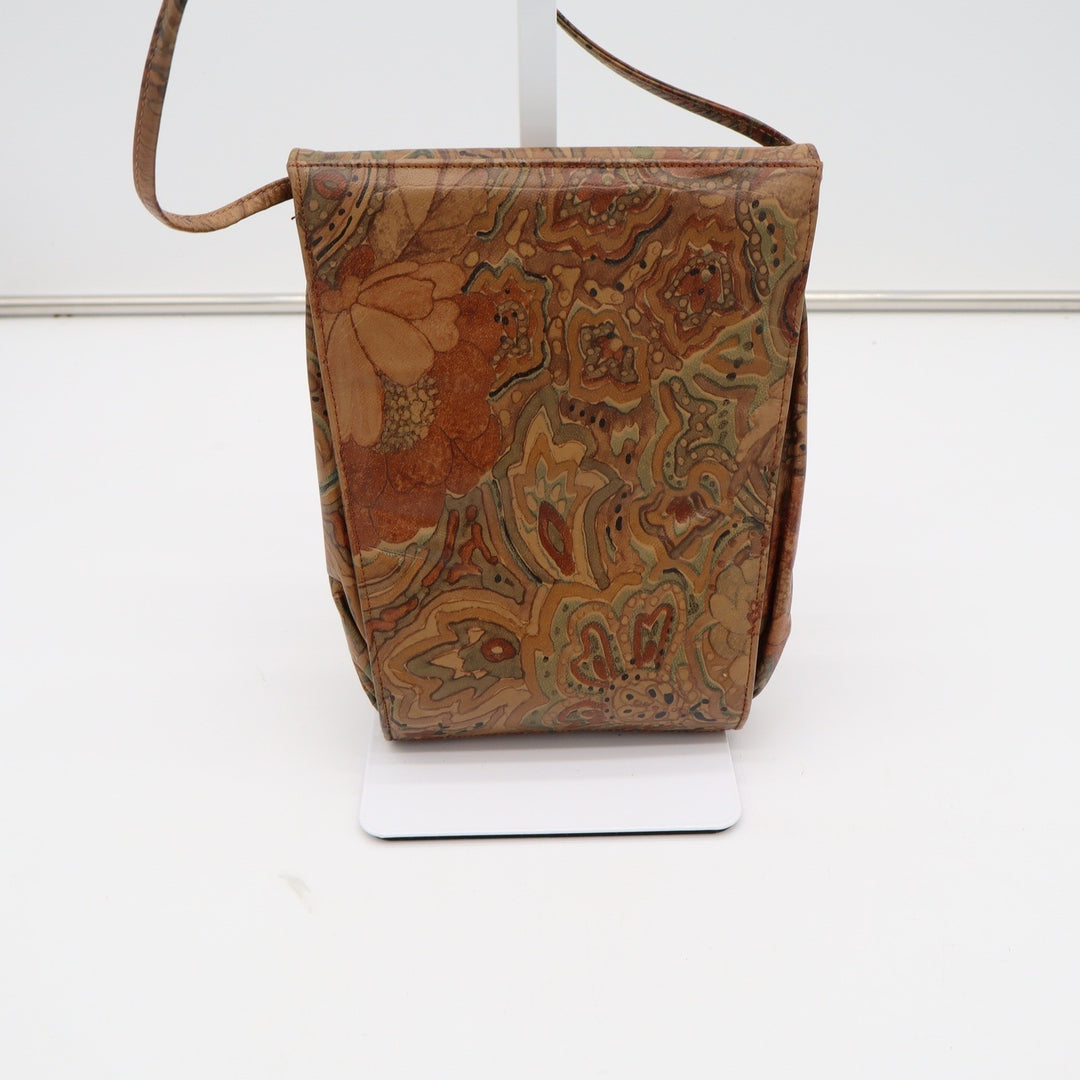 Stuart Weitzman Brown Paisley Leather Crossbody Bag Made in Spain Vintage Floral