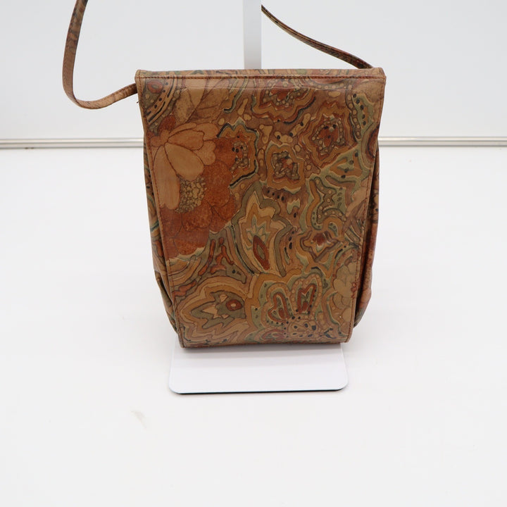Stuart Weitzman Brown Paisley Leather Crossbody Bag Made in Spain Vintage Floral