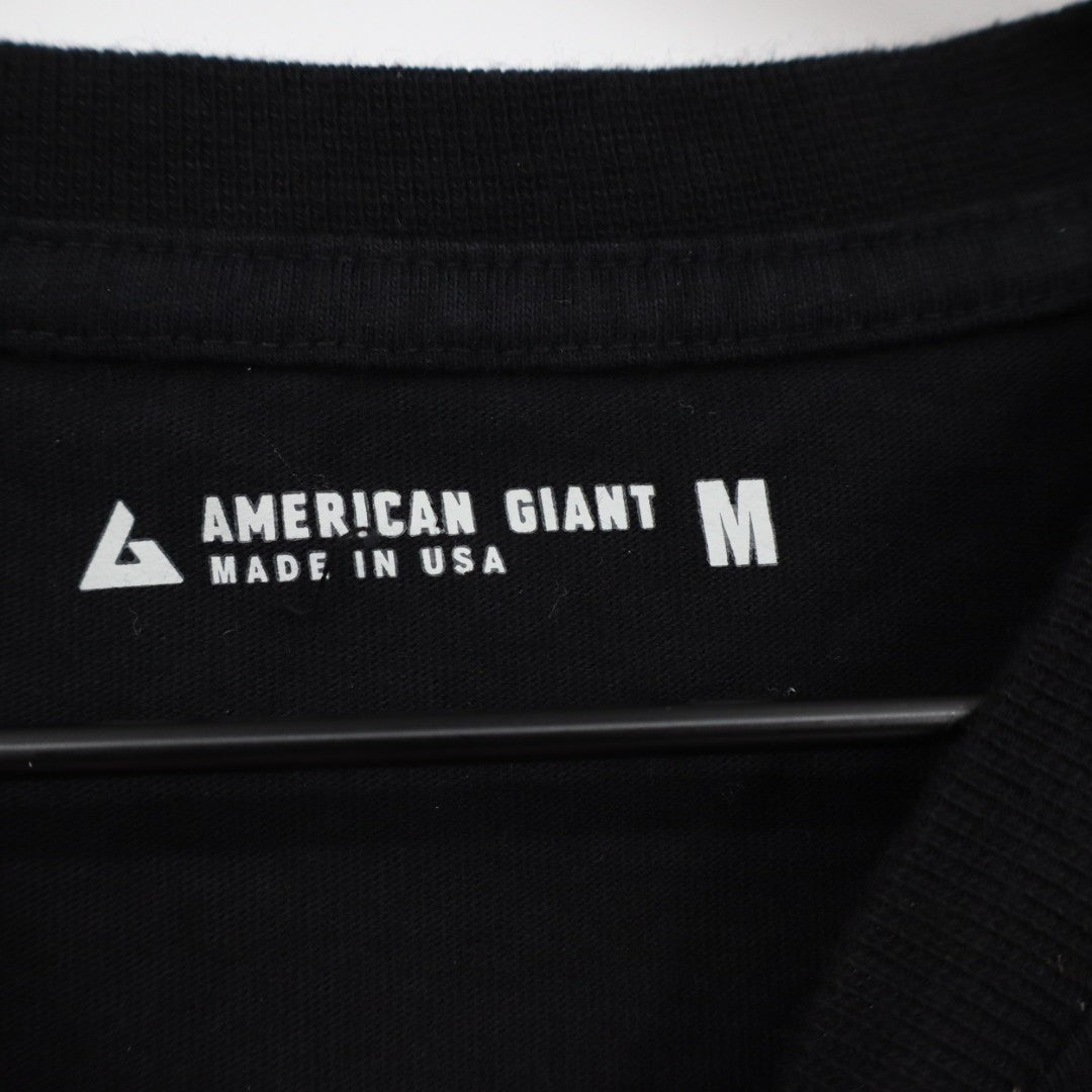 American Giant T-Shirt Mens M Black Cotton Front Pocket Crew Neck Short Sleeve