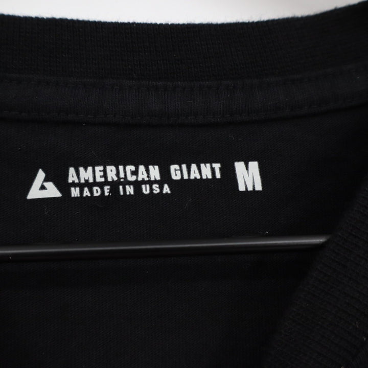 American Giant T-Shirt Mens M Black Cotton Front Pocket Crew Neck Short Sleeve