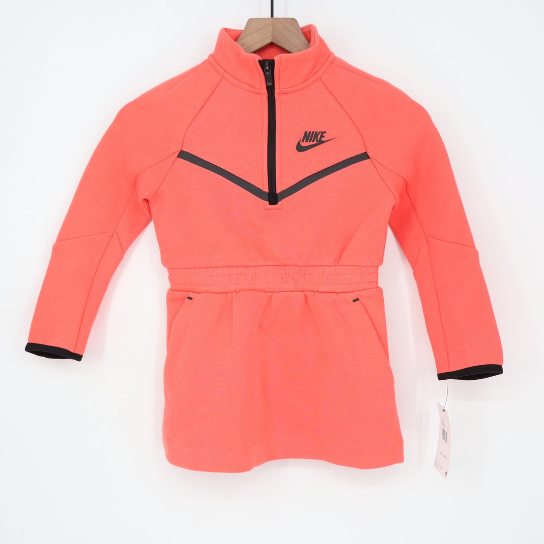 Nike Girls Tech Fleece Half-Zip Dress Magic Ember Orange Size 5 NWT