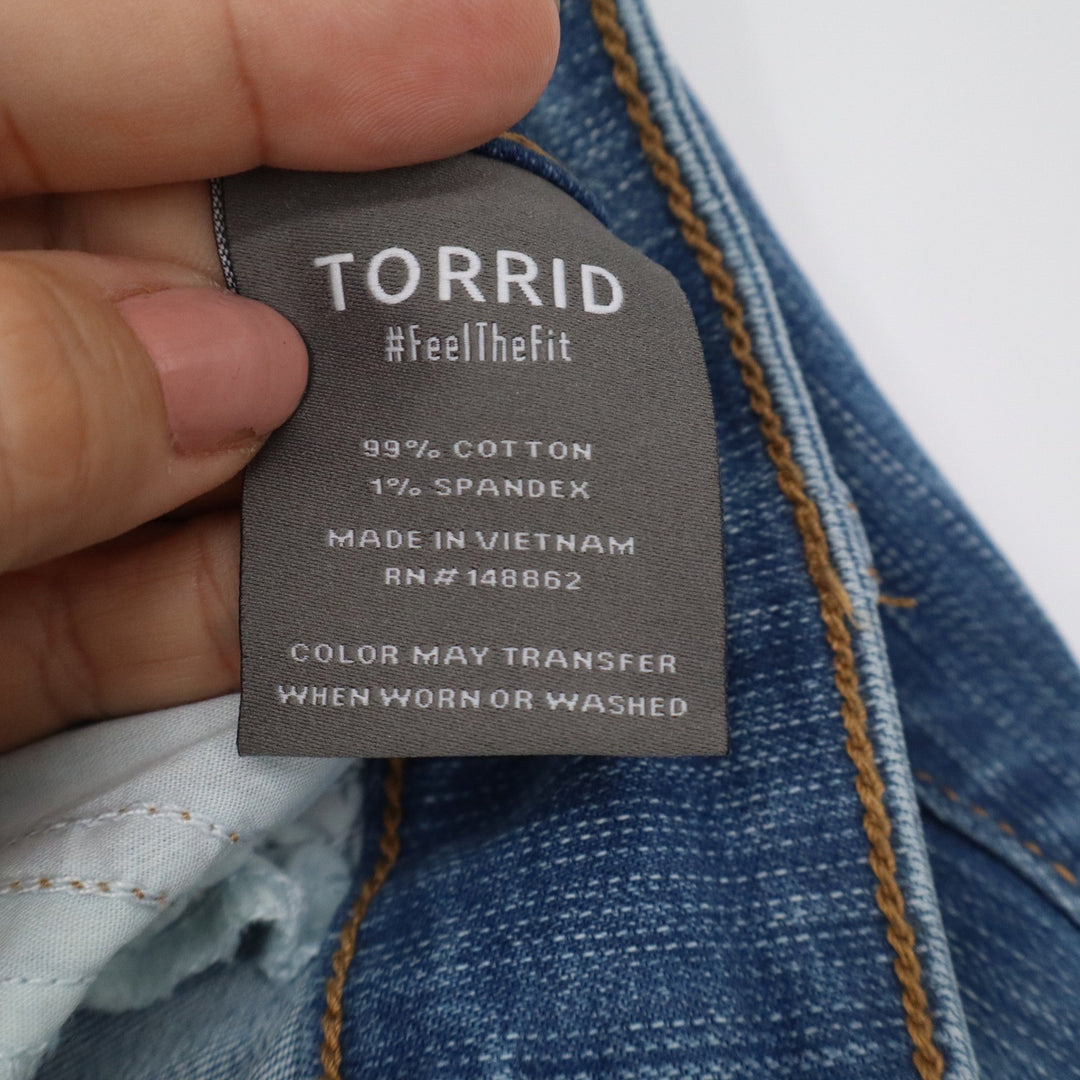 Torrid Plus Size 18R Wide Leg Jeans Medium Wash High Rise Raw Hem Stretch Denim