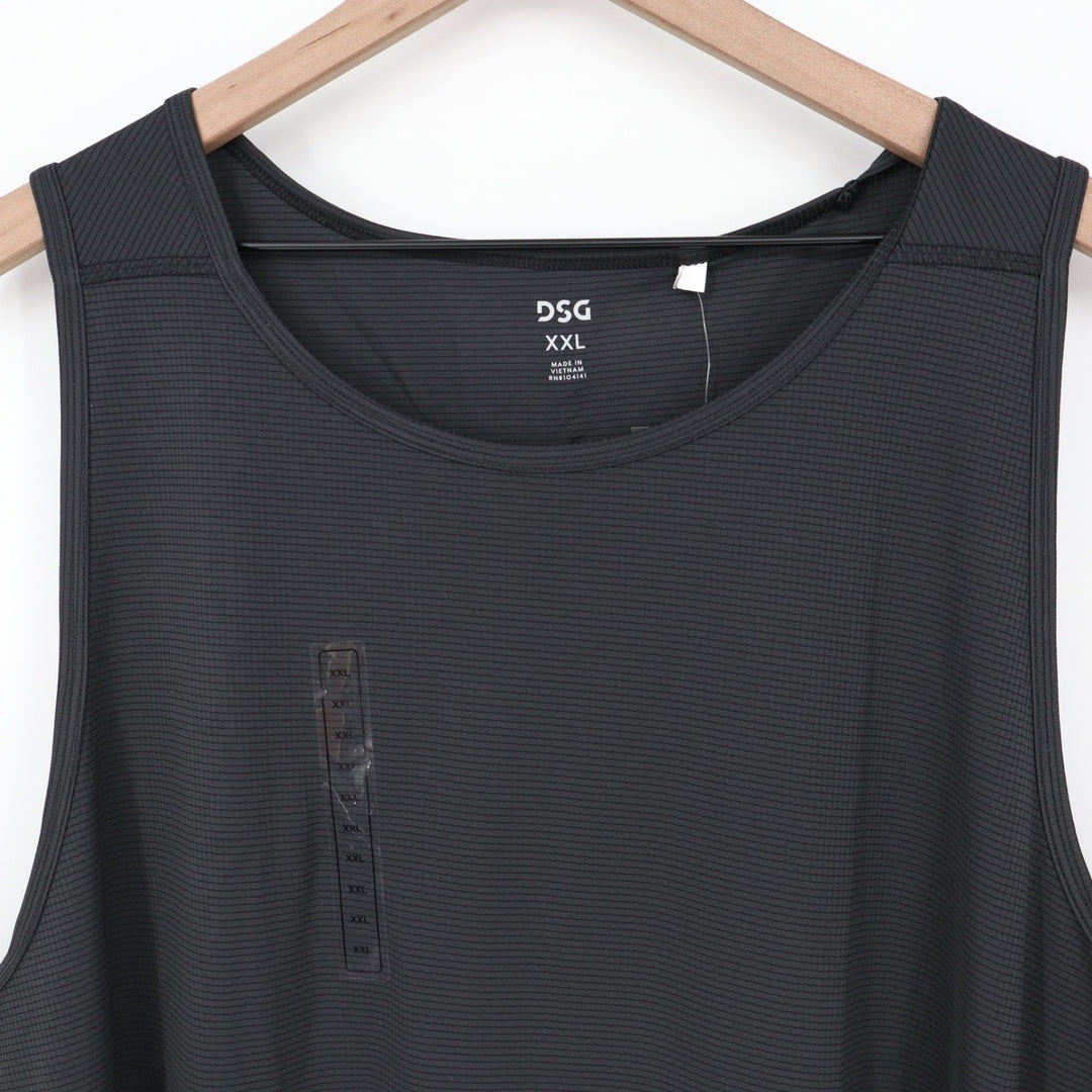 DSG Mens Run Tank Pure Black XXL Reflective Moisture Wicking Athletic Top