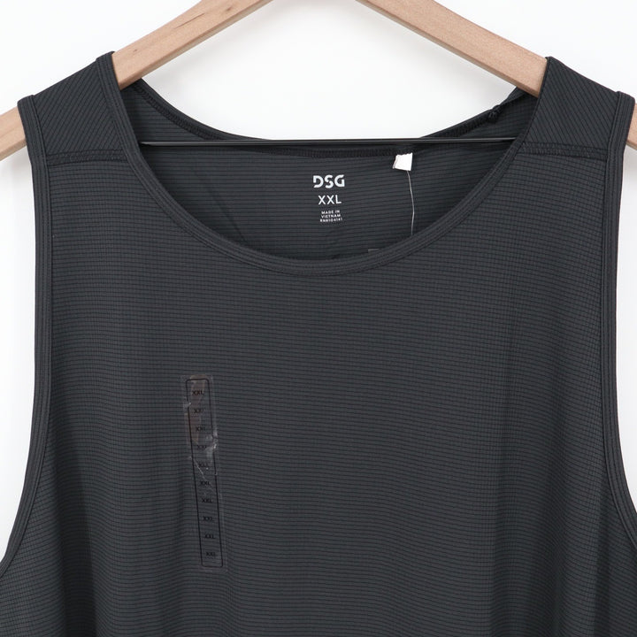 DSG Mens Run Tank Pure Black XXL Reflective Moisture Wicking Athletic Top