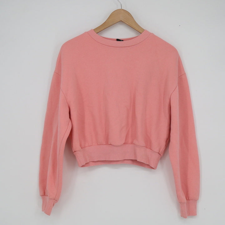 Wild Fable Pink Cropped Sweatshirt Womens Medium Salmon Crew Neck Pullover