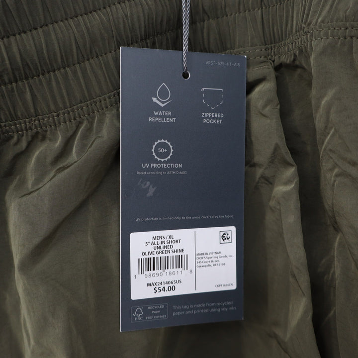 VRST Mens 5 Inch All-In Short Unlined Olive Green Shine XL NEW