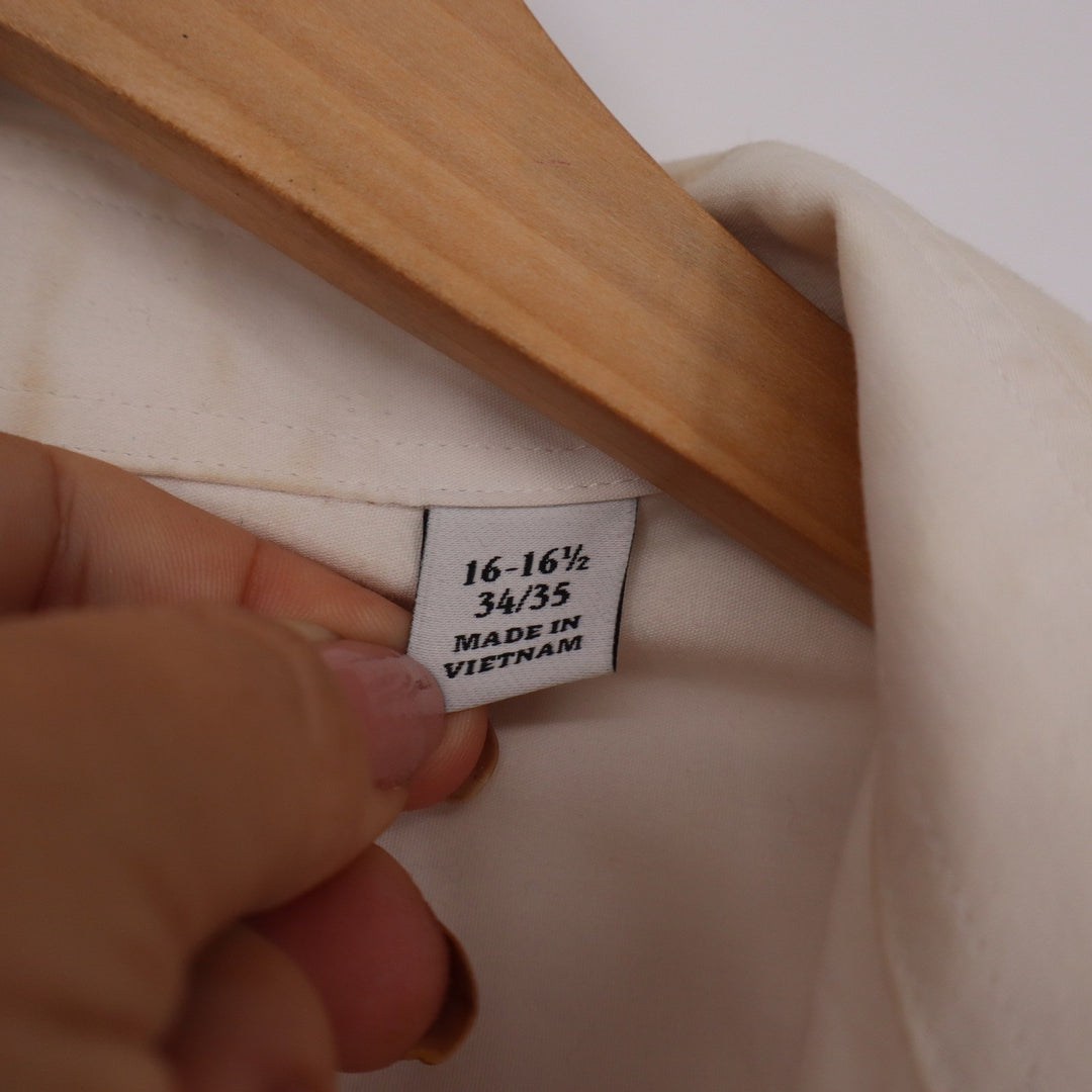 Haggar Mens Slim Fit Dress Shirt Cream Long Sleeve Stretch Cotton 16-16.5 34/35