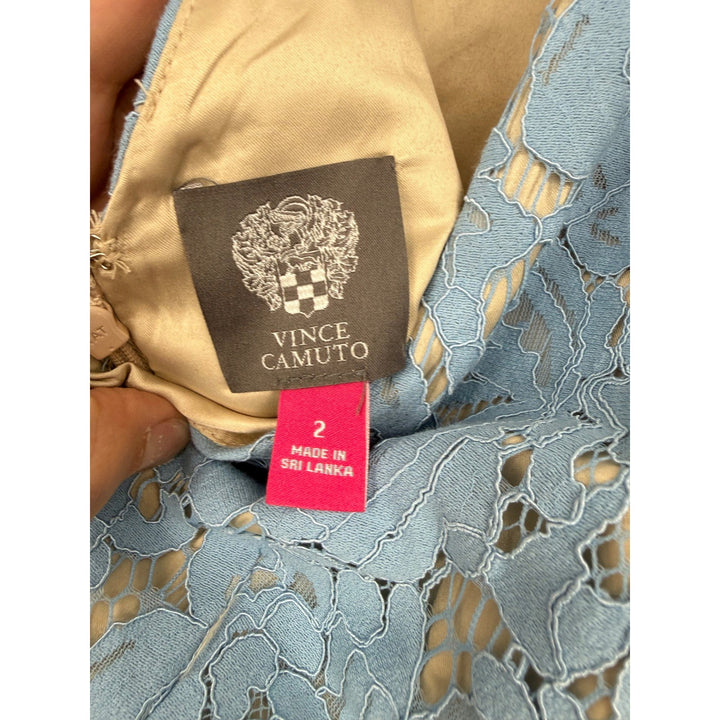 Vince Camuto Lace Halter Neck Dress Light Blue A Line Size 2