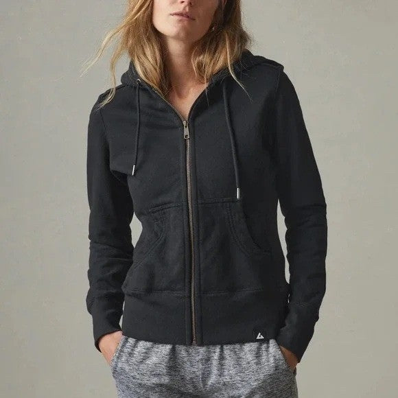 American Giant Womens Black Cotton Full Zip Hoodie Sweatshirt Size L