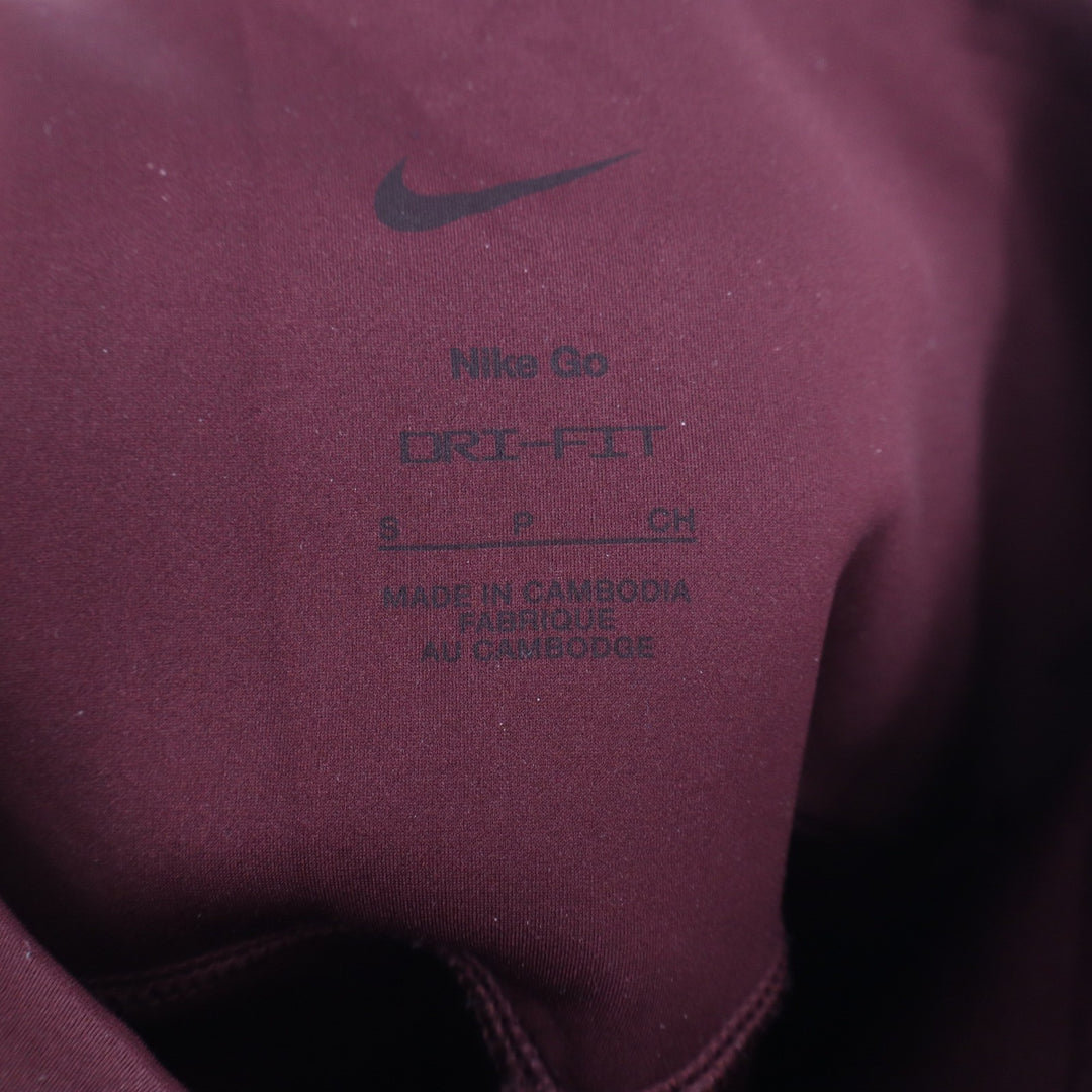 Nike Go Dri-FIT Womens High Rise Compression Leggings Burgundy Pockets Small SP