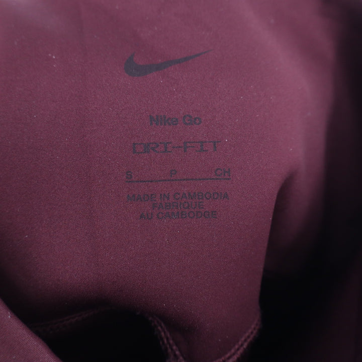 Nike Go Dri-FIT Womens High Rise Compression Leggings Burgundy Pockets Small SP