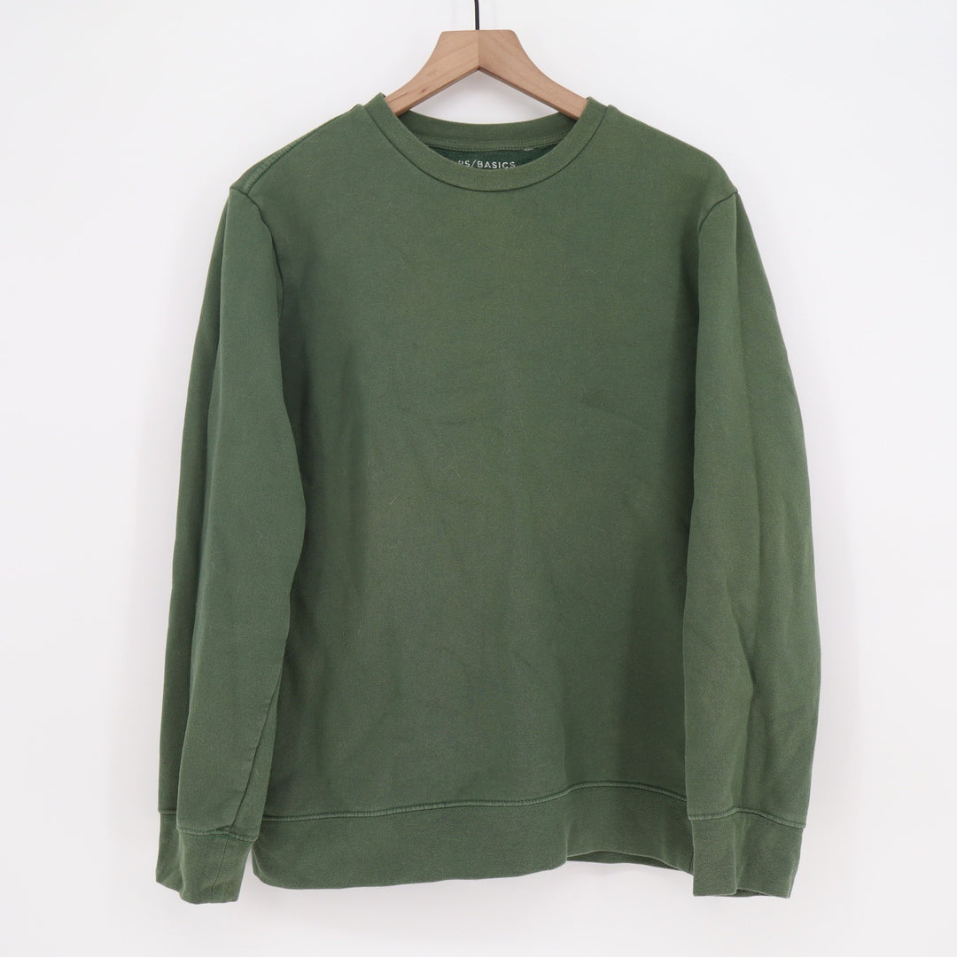 PS/Basics Sweatshirt Mens M Oversized Fit Green Crew Neck Fleece Excellent