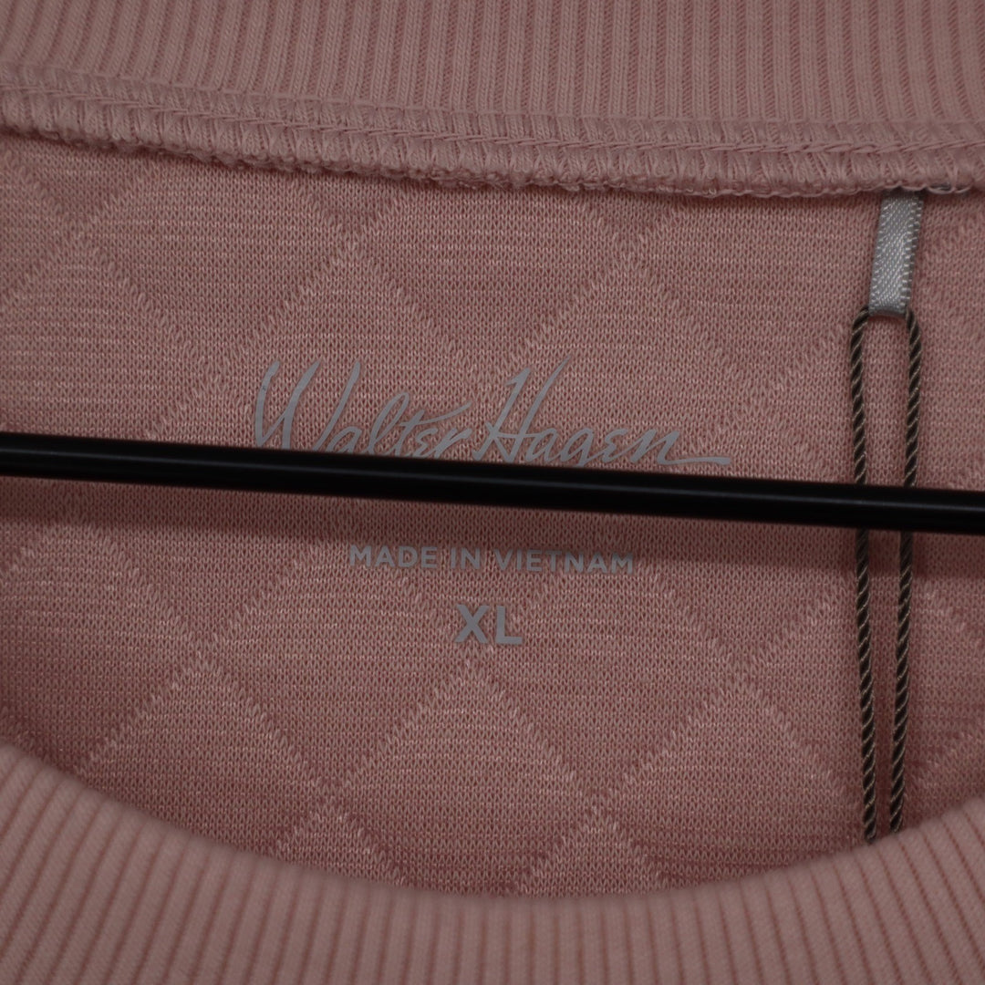Walter Hagen Rose Pink Quilted Clubhouse Pullover Crew Sweatshirt Womens XL