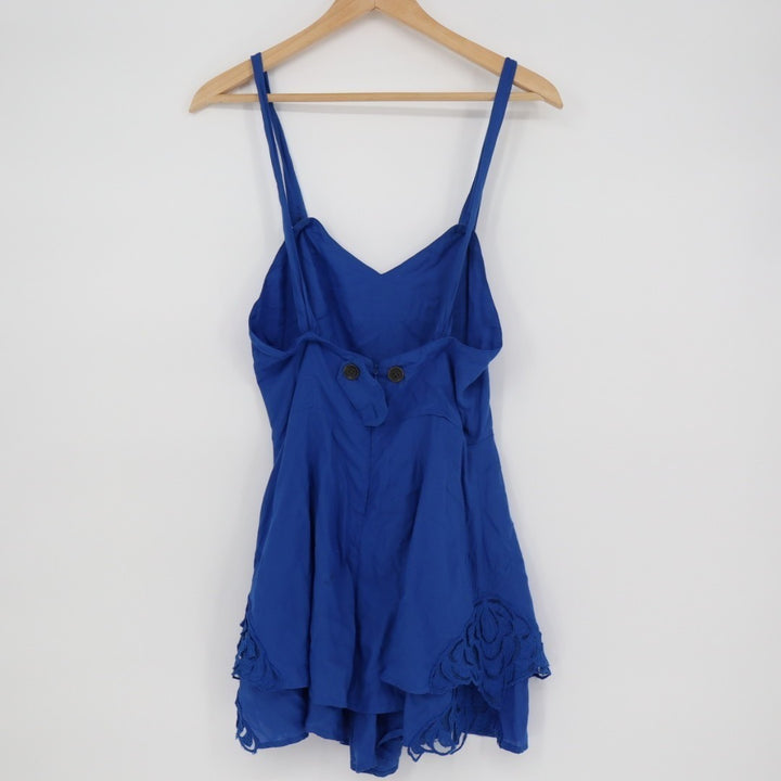 Free People One Piece Women 2 Blue Lace Details Back Zip Detachable Strap Romper