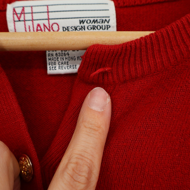 Milano Design Group Cardigan Sweater Womens 18/20 Red Tight Knit Button Front