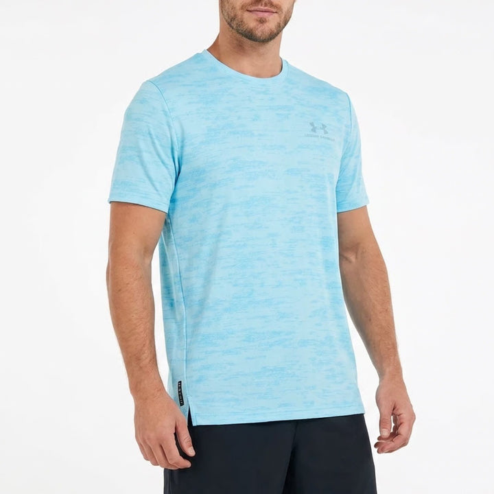 Under Armour Mens Rush Vanish Energy Printed SS Training Shirt Blue L