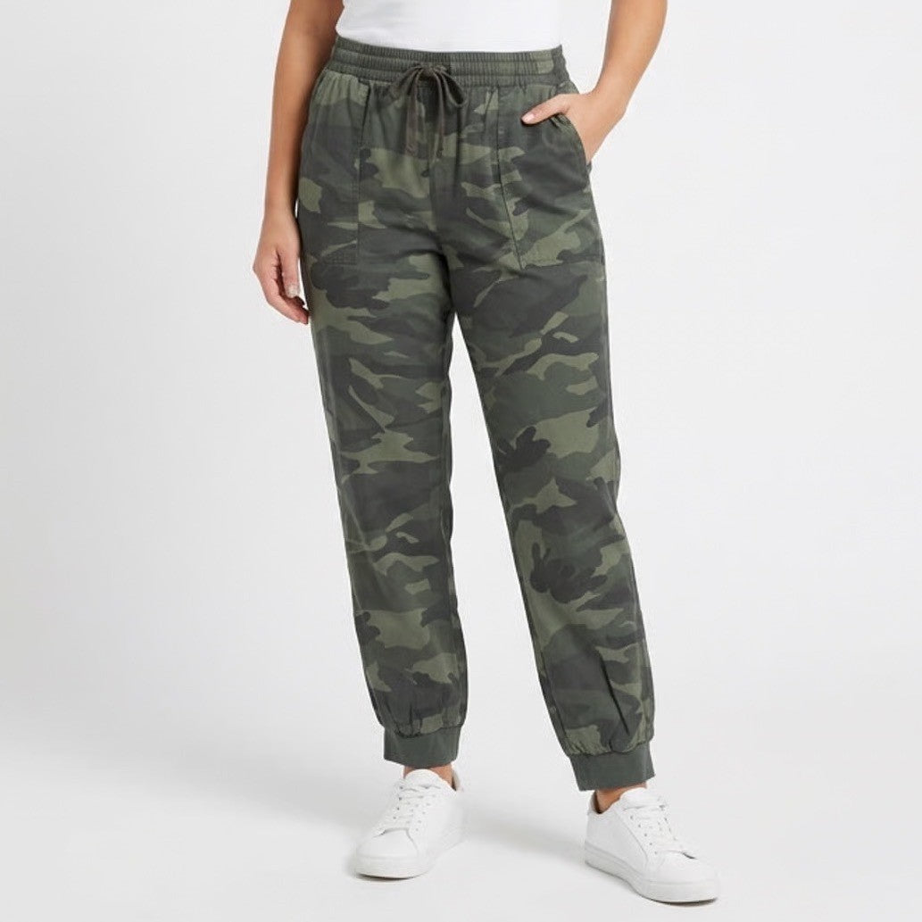 Splendid Jogger Pants Womens XL Multi Camo Ribbed Slash Pockets Drawstring Waist