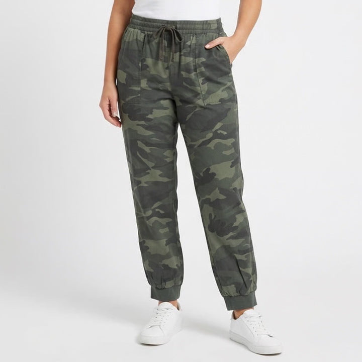 Splendid Jogger Pants Womens XL Multi Camo Ribbed Slash Pockets Drawstring Waist
