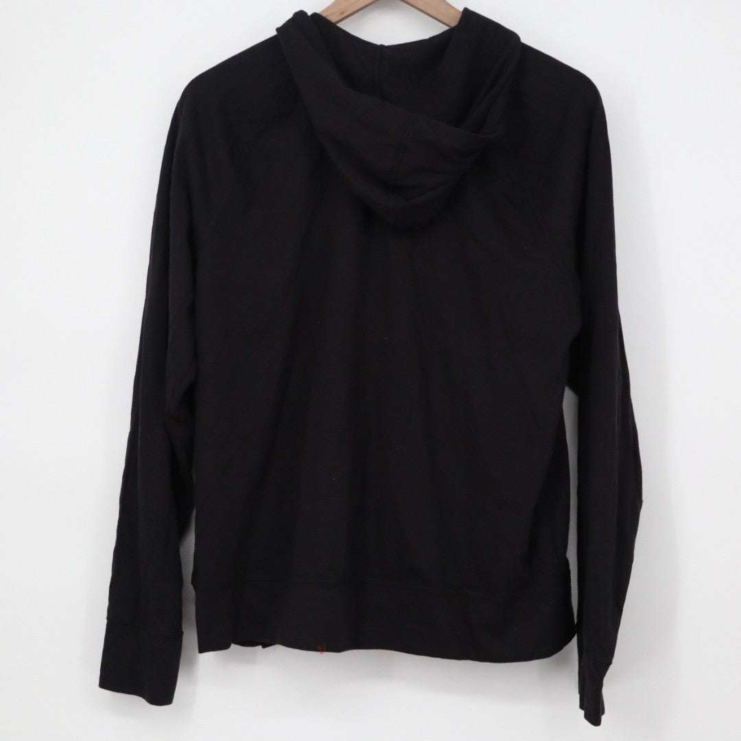 American Giant Lightweight Full Zip Hoodie Womens Large Black Logo Fleece Lined