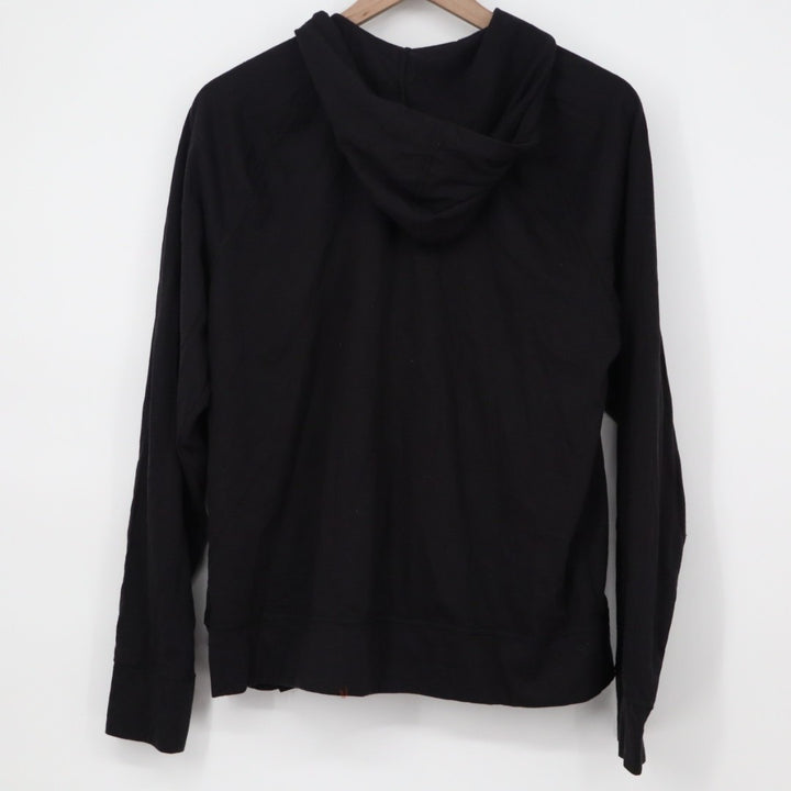 American Giant Lightweight Full Zip Hoodie Womens Large Black Logo Fleece Lined