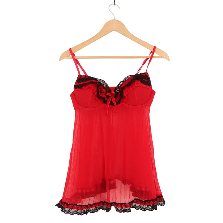 Jezebel Babydoll Womens Small Red Stretch Ruffles Galore Padded Adjustable Strap