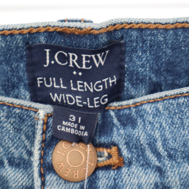 J.Crew Full Length Wide-Leg Jeans Blue Button Fly High Rise Size 31