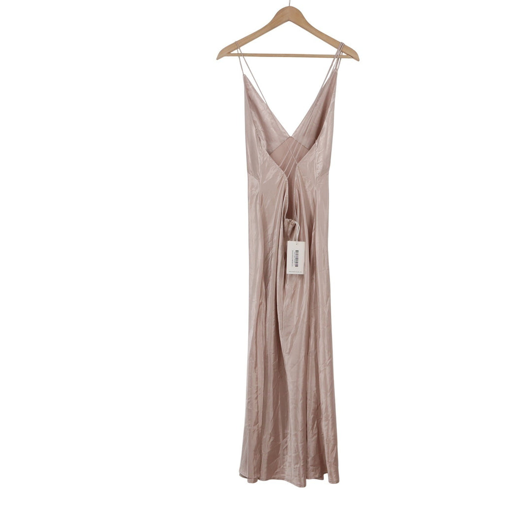 Izi Angus x Runaway Safia Slip Dress Champagne Satin Maxi XL
