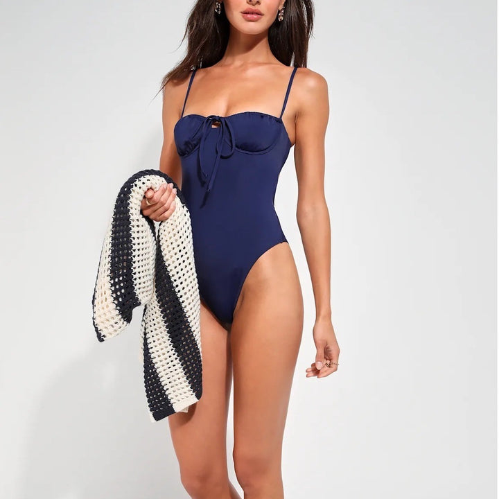 Lulus Sweet Dive Navy Backless Underwire One-Piece Swimsuit Size XL