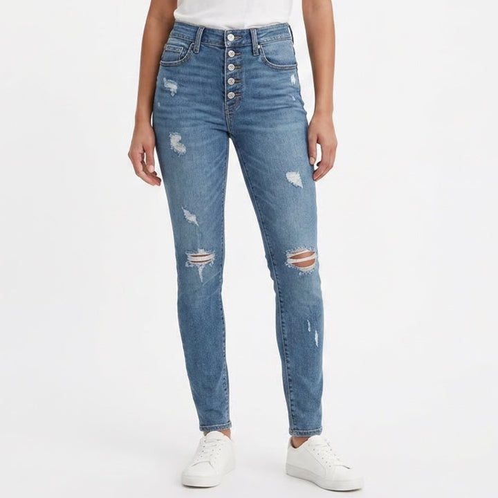 Aéropostale Jegging Jeans Womens 4R Blue Cotton Stretch Distressed High Rise