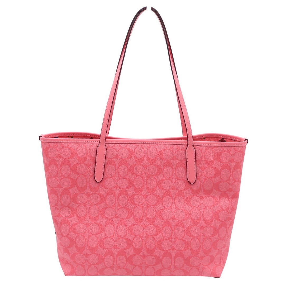 Coach City Tote Signature Canvas Pink Floral Interior Shoulder Bag