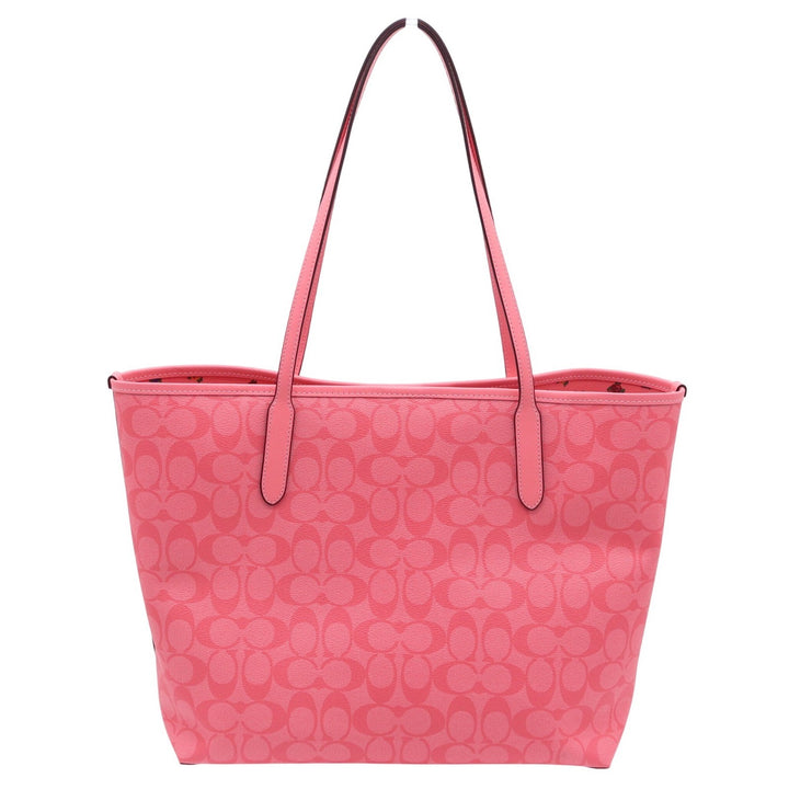 Coach City Tote Signature Canvas Pink Floral Interior Shoulder Bag