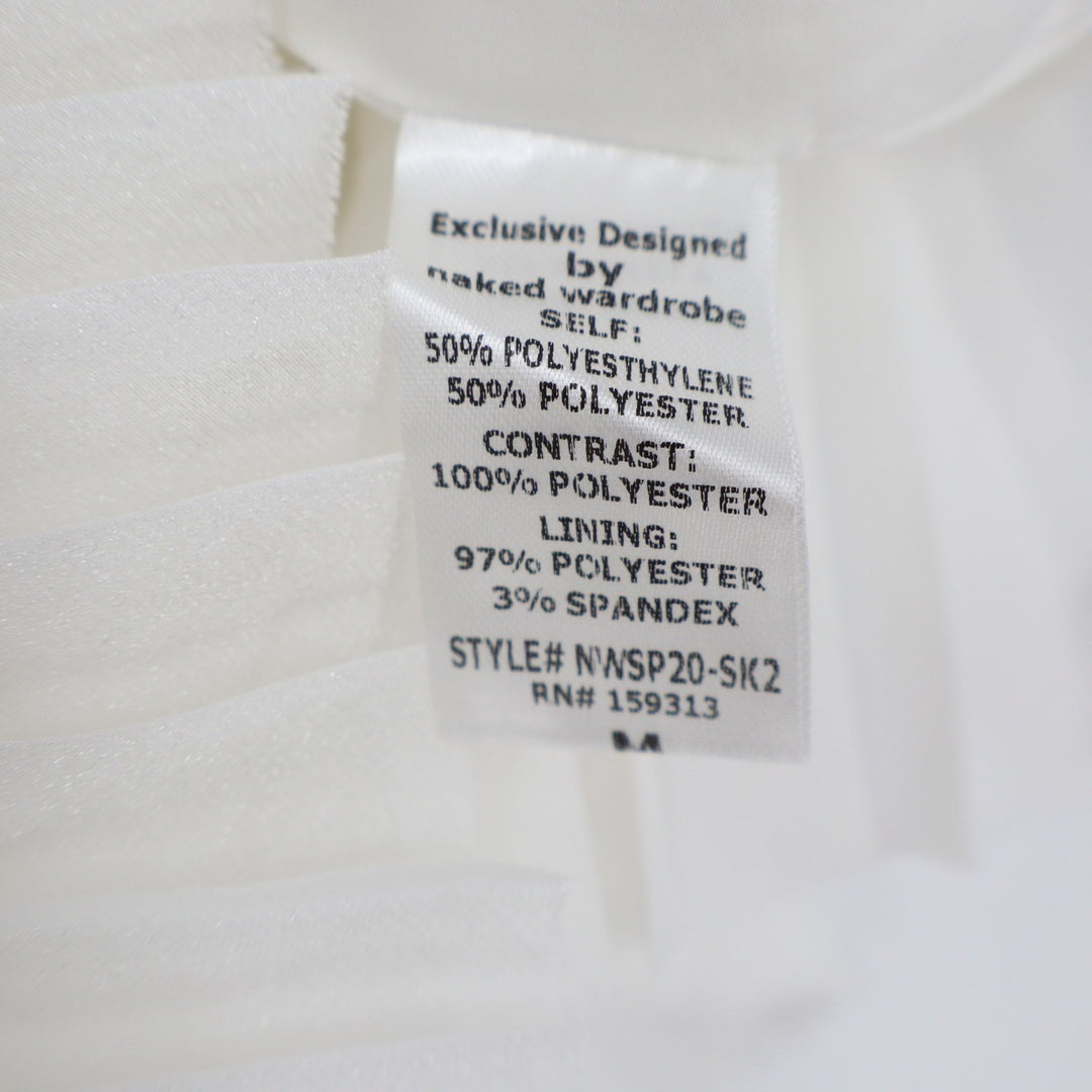Naked Wardrobe White Sequin Mini Skirt Pleated Ruffle Size M