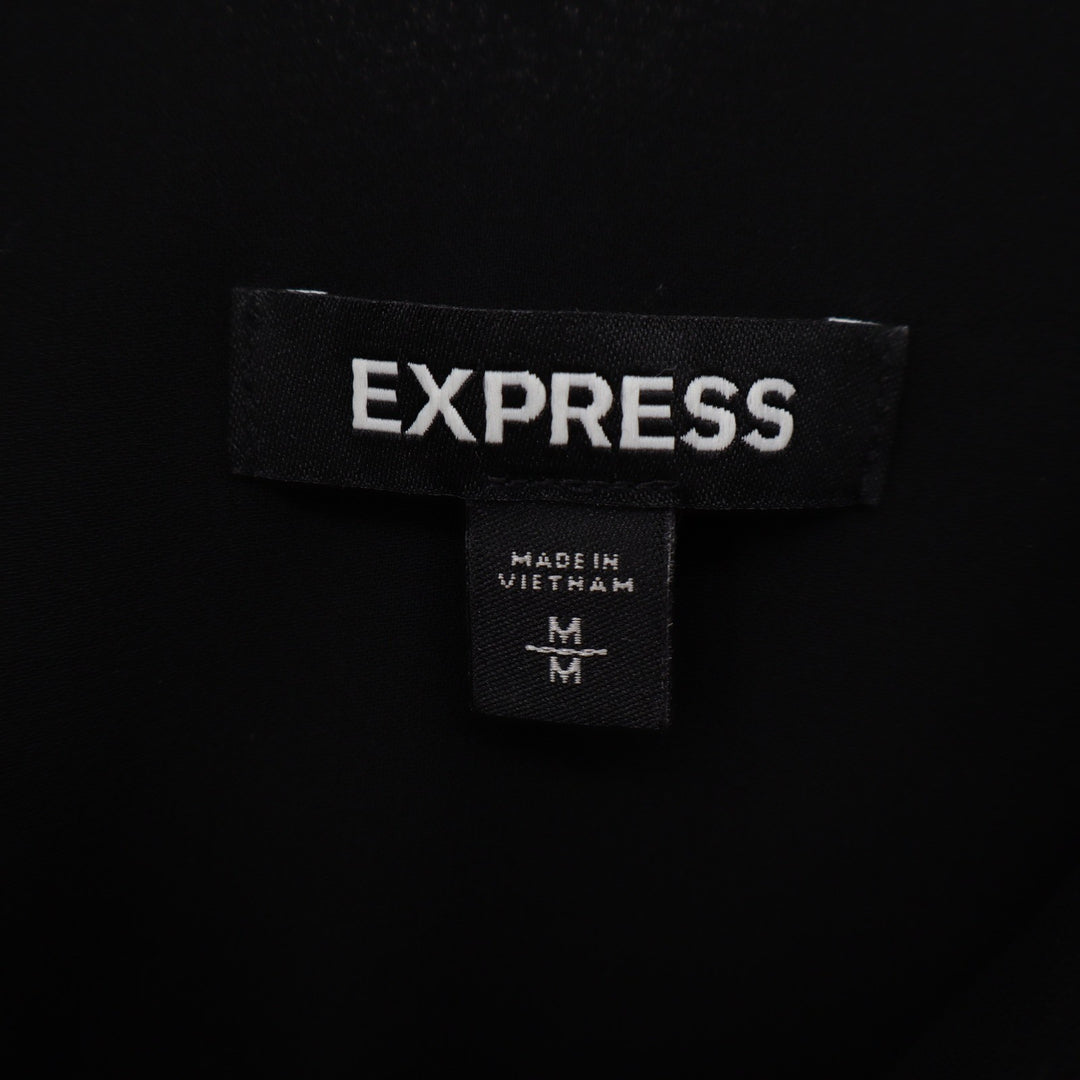 Express Black V-Neck Spaghetti Strap Bodysuit Size M Solid Sleeveless Top