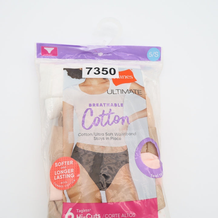 Hanes Ultimate Breathable Hi Cut Underwear Womens 5/S Multicolor Cotton 6 Pack