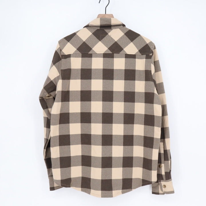 American Giant Redwood Fleece Overshirt Unisex Medium White Plaid Spread Collar
