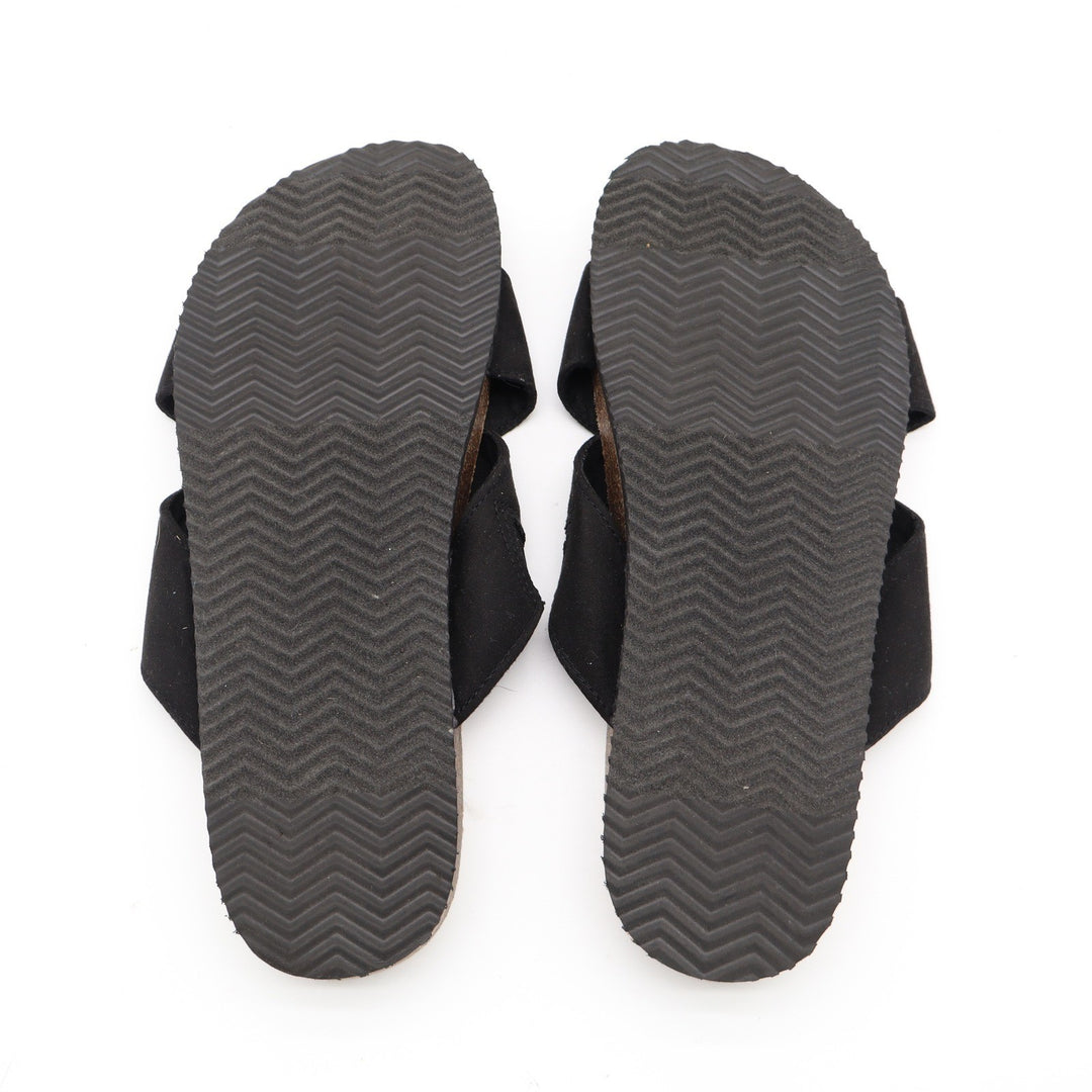 Old Navy Womens Blackjack Black Crisscross Faux Suede Cork Slide Sandals Size 8