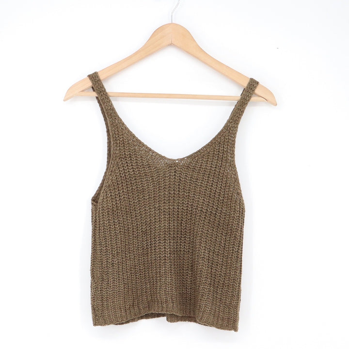 Moon & Madison Tank Top Womens M Sweater Knit Olive Green Sleeveless Excellent