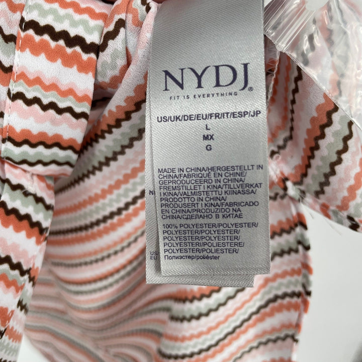 NYDJ Womens Size L Sleeveless V Neck Chevron Stripe Blouse Top Pink Orange Brown