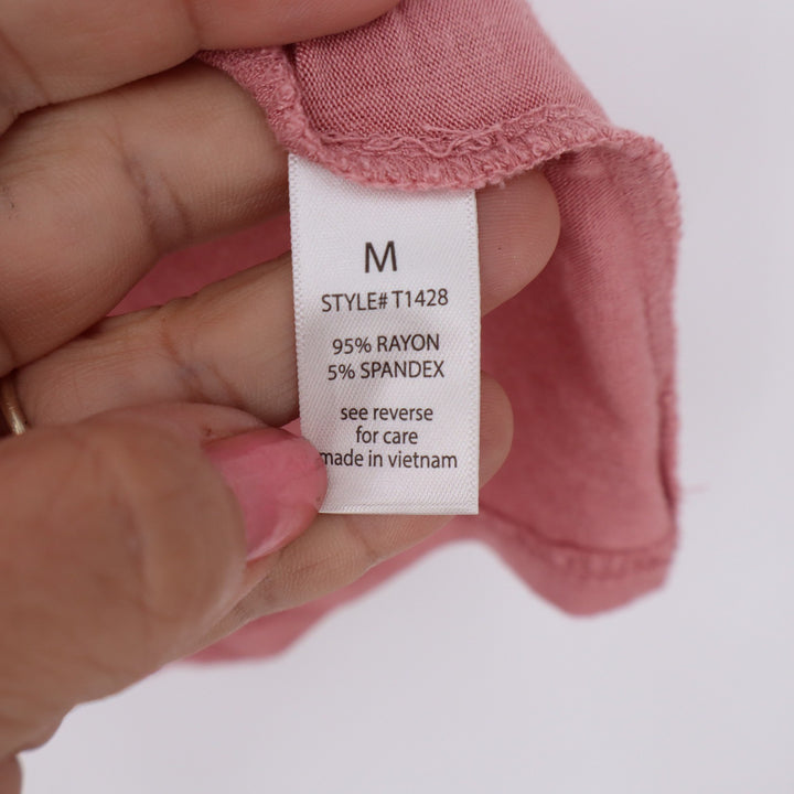 Active Basic T-Shirt Womens Medium Pink Short Sleeve Pocket Excellent