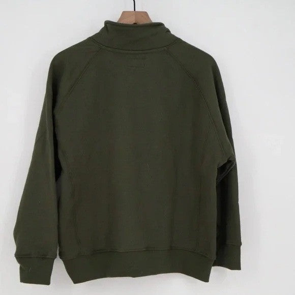 American Giant Midweight Sweatshirt Womens M Olive Cotton Half Zip Fleece Lined