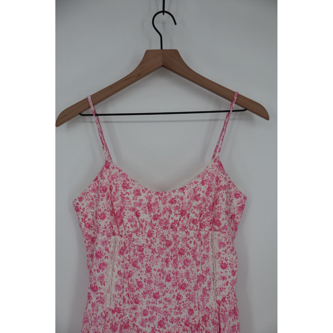 Sky to Moon Pink Floral Lace Trim Cami Dress Size L