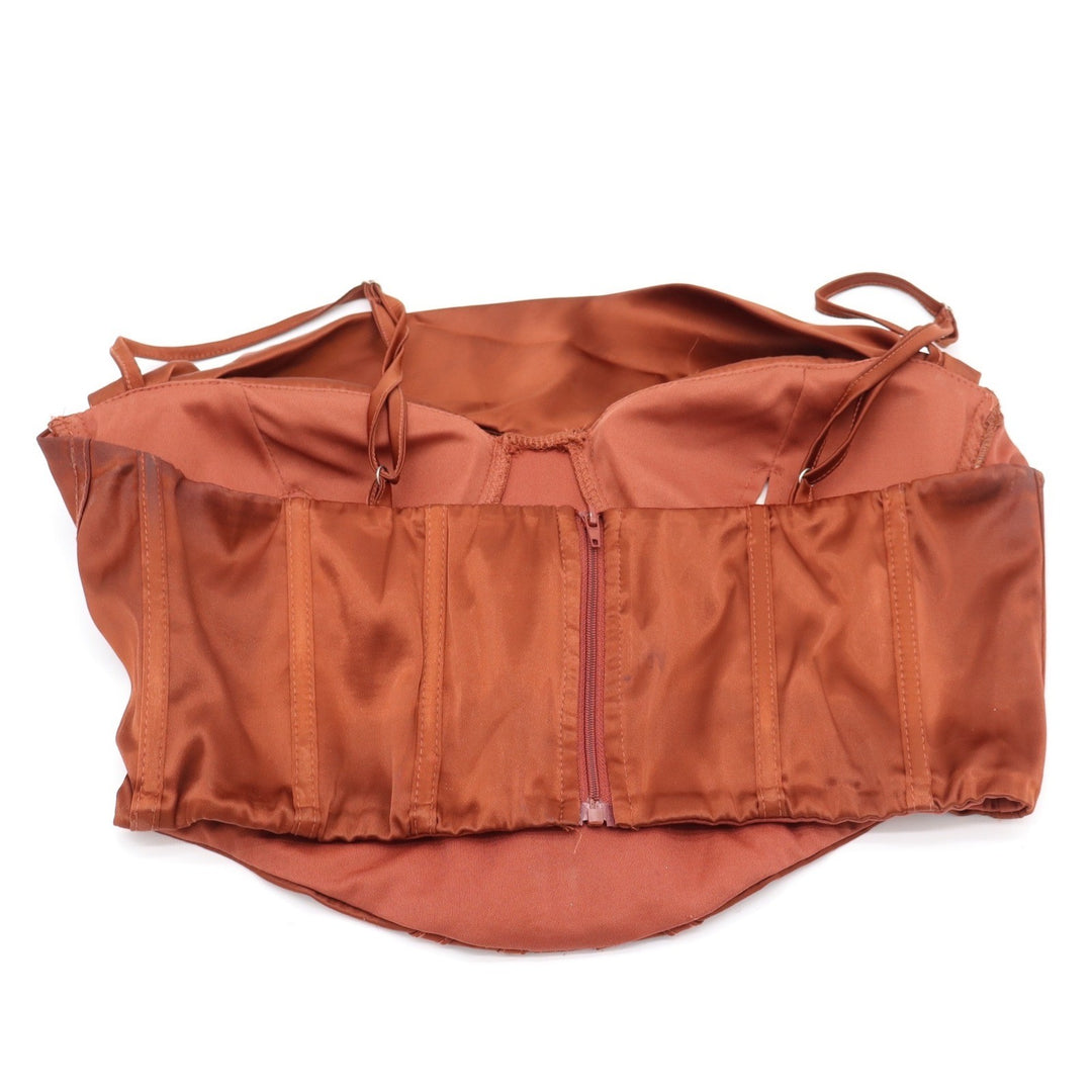 Unbranded Corset Top Women XL Bustier Rust Copper Satin Boning Underwire Good
