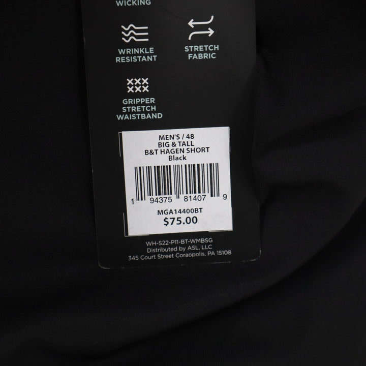 Walter Hagen Mens Perfect 11 Golf Shorts Black Big & Tall 48