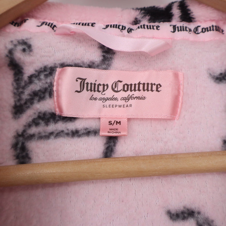 Juicy Couture Pink Gothic Script Logo Plush Hooded Robe S/M Loungewear