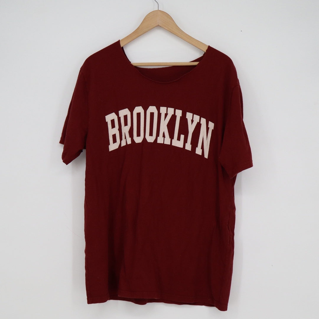 J Galt Brandy Melville Brooklyn Graphic T-Shirt Burgundy Maroon OS